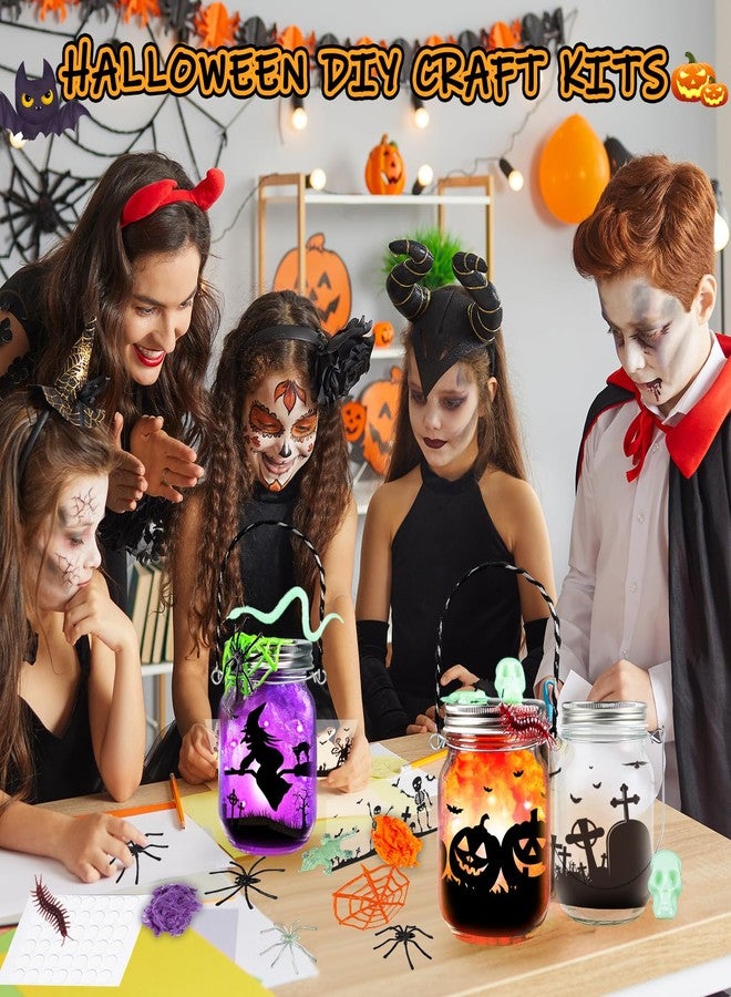AuroTops Halloween Crafts for Kids,8 Pack Halloween Mason Jar Kit with Accessories for Kids DIY Kit,Art Activities Gifts for Kid Party Favors Decorations for Classroom,Trick or Treat Toy - Image 5